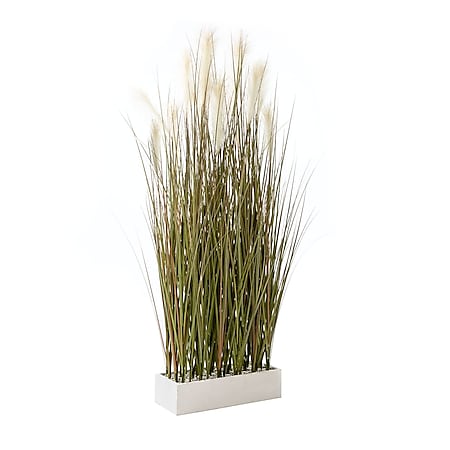 Kunstpflanze Gras - Raumteiler - Grün Weiß - Höhe ca. 153 cm Gras Grün/Weiß - Bild 1