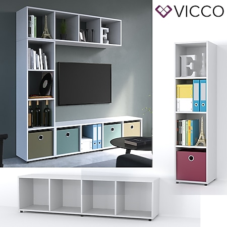 VICCO Raumteiler LUDUS 4 Fächer Weiß - Standregal Regal Bücherregal Büroregal - Bild 1