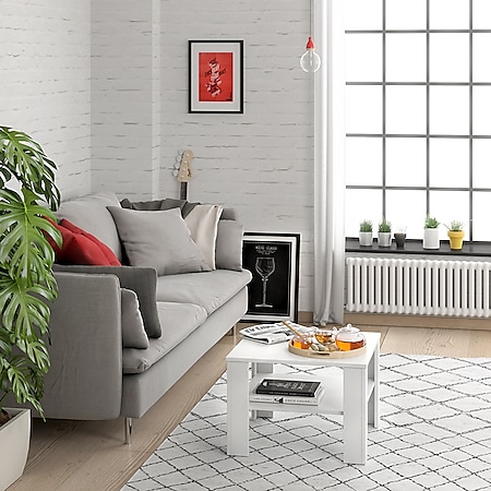VICCO Couchtisch HOMER Weiß 60x60 cm - Wohnzimmer Sofatisch Kaffeetisch - Bild 1