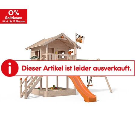 Oskar Spielturm Fridolino Baumhaus Rutsche orange Sandkasten Schaukelanbau - Bild 1