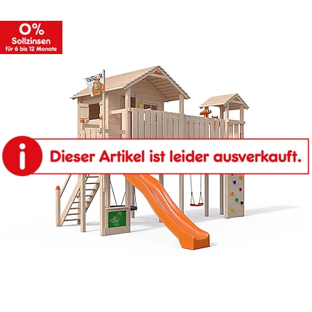 Oskar Spielturm Ponticulus Baumhaus Rutsche orange Turm Kletterwand Nestschaukel - Bild 1