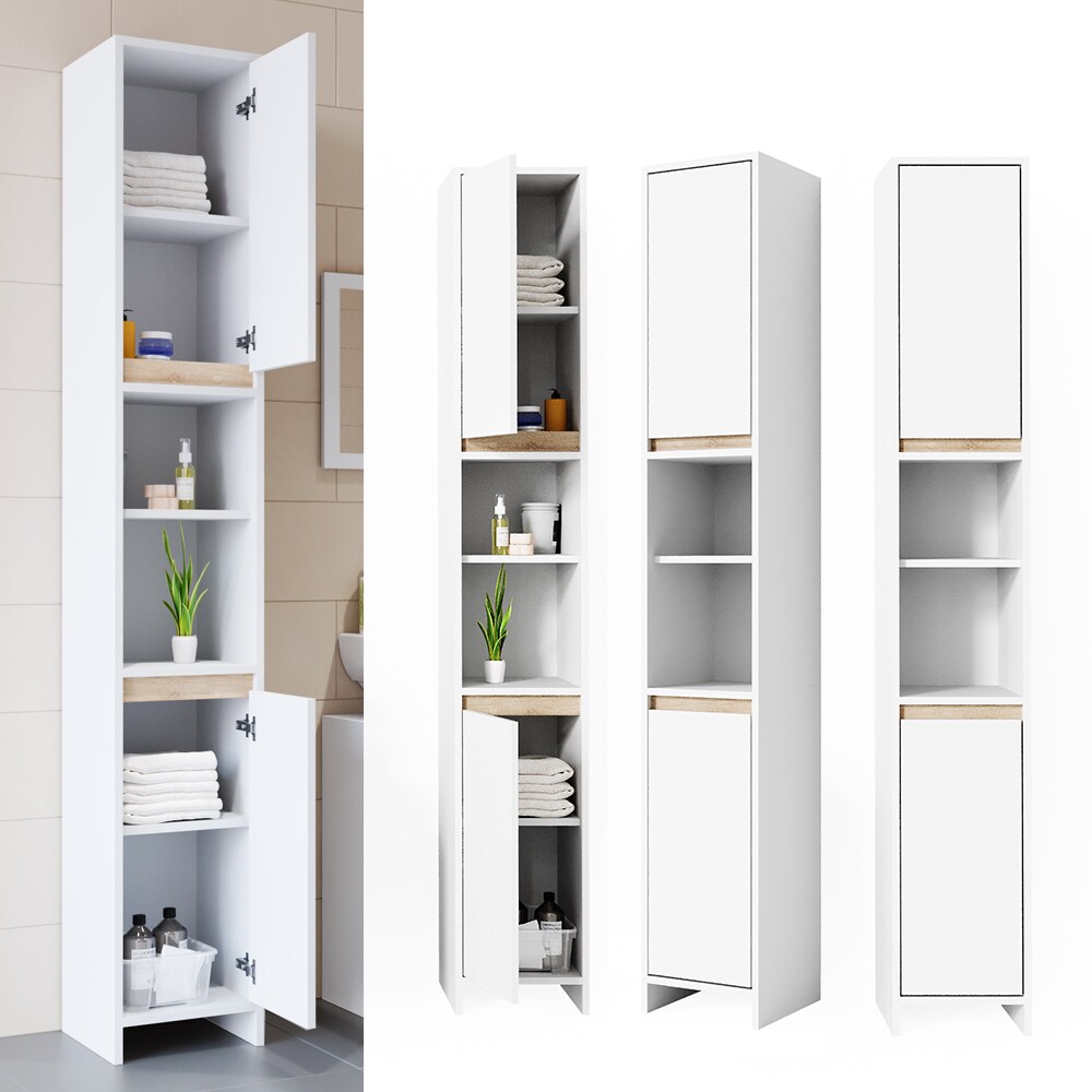 vicco badschrank emma weiss sonoma eiche badezimmerschrank hochschrank badregal online kaufen bei netto