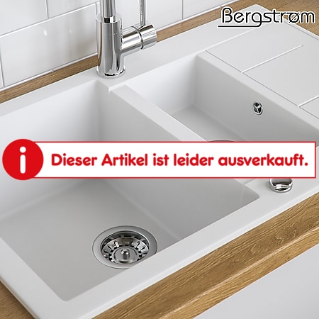 Bergström Granit Spüle Küchenspüle Einbauspüle Spülbecken 800x500mm Weiß 