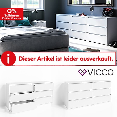 VICCO Kommode RUBEN Weiß 6 Schubladen 160 cm Sideboard Mehrzweckschrank Schrank - Bild 1