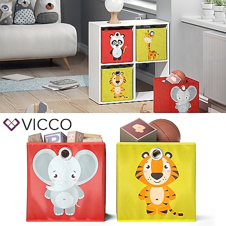 VICCO 2er Set Faltbox 30x30 cm Kinder Faltkiste Aufbewahrungsbox Regalkorb - Bild 1
