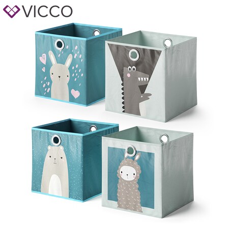 VICCO 2er Set Faltbox 30x30 cm Kinder Faltkiste Aufbewahrungsbox