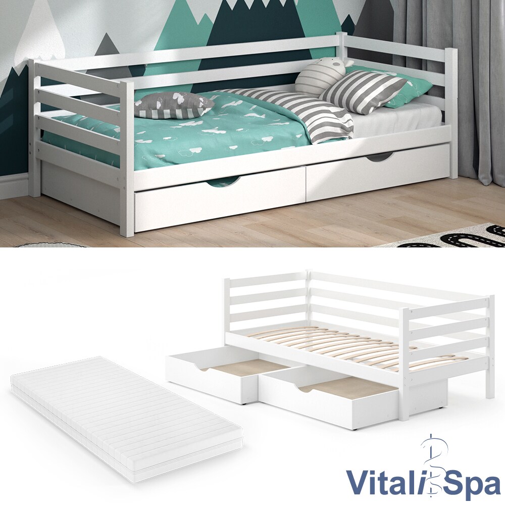 Vitalispa Kinderbett Darcy 90x200cm Weiss Lattenrost Schubladen Jugendbett Bett Inklusive Matratze Online Kaufen Bei Netto