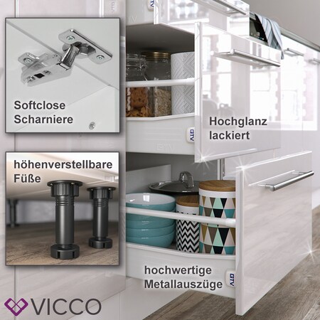 VICCO Herdumbauschrank 60 cm Küchenzeile Fame online kaufen bei Unterschrank Netto Weiß