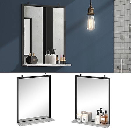 Vicco Badspiegel Fyrk Beton Badezimmerspiegel mit Ablage Wandspiegel für Bad - Bild 1