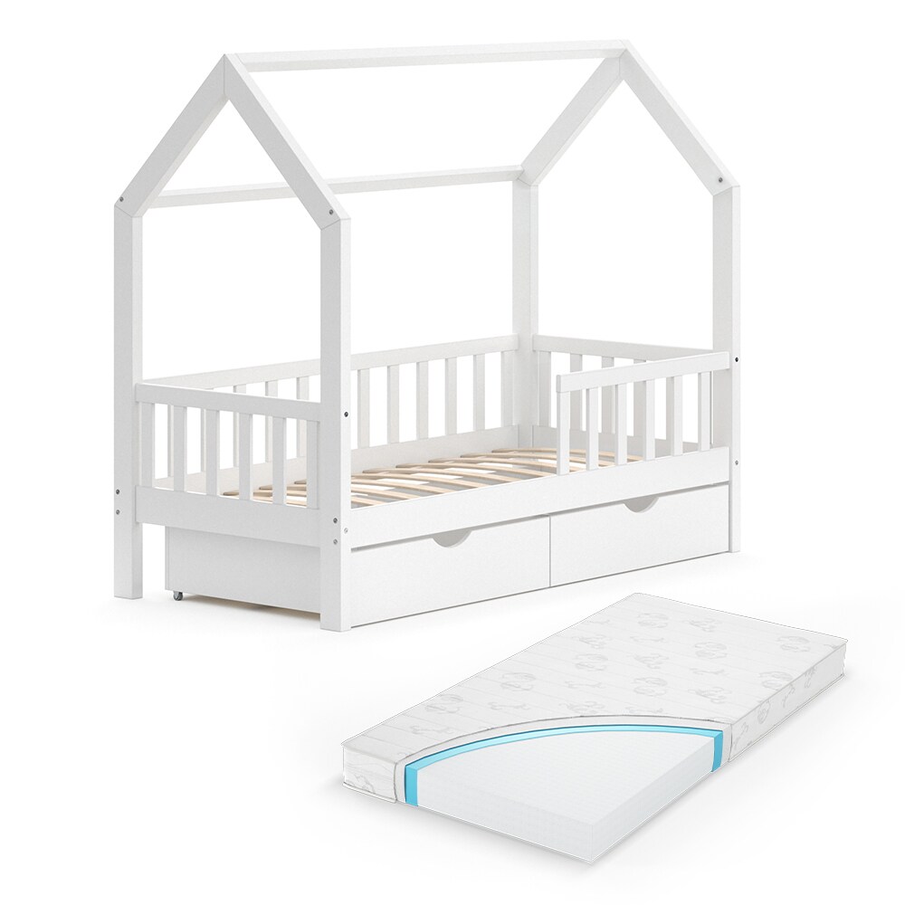 Vitalispa Kinderbett Hausbett Spielbett Wiki 80x160 Inkl Matratze 2 Schubladen Online Kaufen Bei Netto
