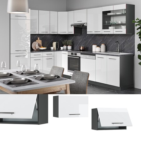 VICCO Hängeschrank Weiß bei 60cm Küchenzeile (flach) Hochglanz Dunstabzug Fame-Line online kaufen Netto Küchenschrank