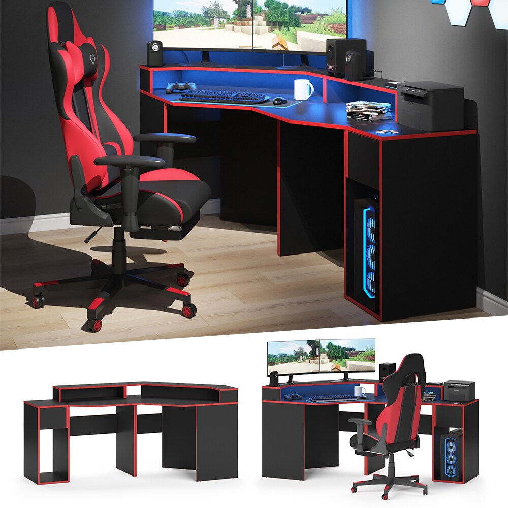 Vicco Gaming Desk Eckschreibtisch Kron Schreibtisch Gamer PC Tisch