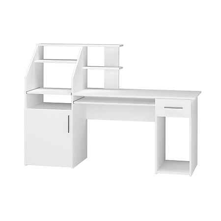 Vicco Computertisch Schreibtisch Arbeitstisch Edwin Weiß Ablagen Schublade 1 Tür