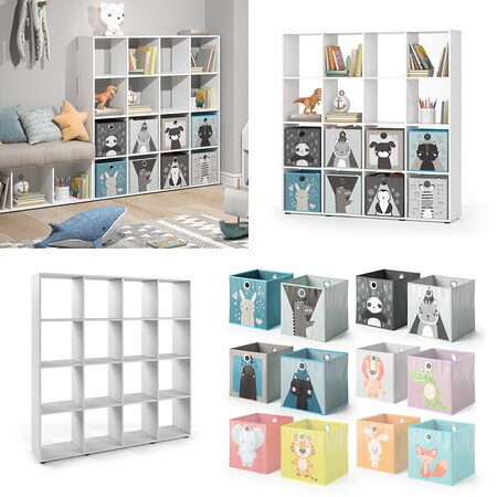 Raumteiler Bücherregal Standregal 16 Fächer Weiß Karree Kinder-Faltboxen  Vicco online kaufen bei Netto