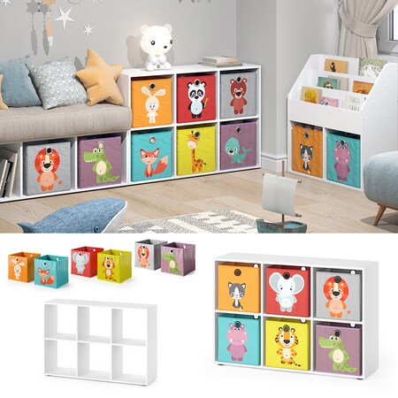 Vicco Raumteiler Regal Bücherregal Weiß 6 Fächer Standregal  Kinder-Faltboxen online kaufen bei Netto
