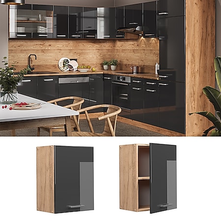 Vicco Hängeschrank Küchenschrank Küchenzeile R-Line 45 cm Eiche Anthrazit  Tür Fächer online kaufen bei Netto