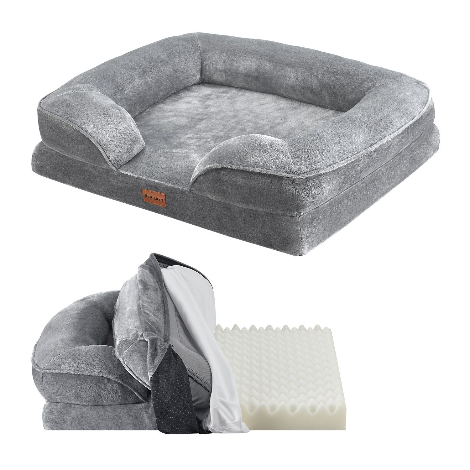 Juskys Hundebett Sheena M - 72 x 60 cm - orthop&auml;disch & flauschig - Bezug abnehmbar & waschbar - Bild 1