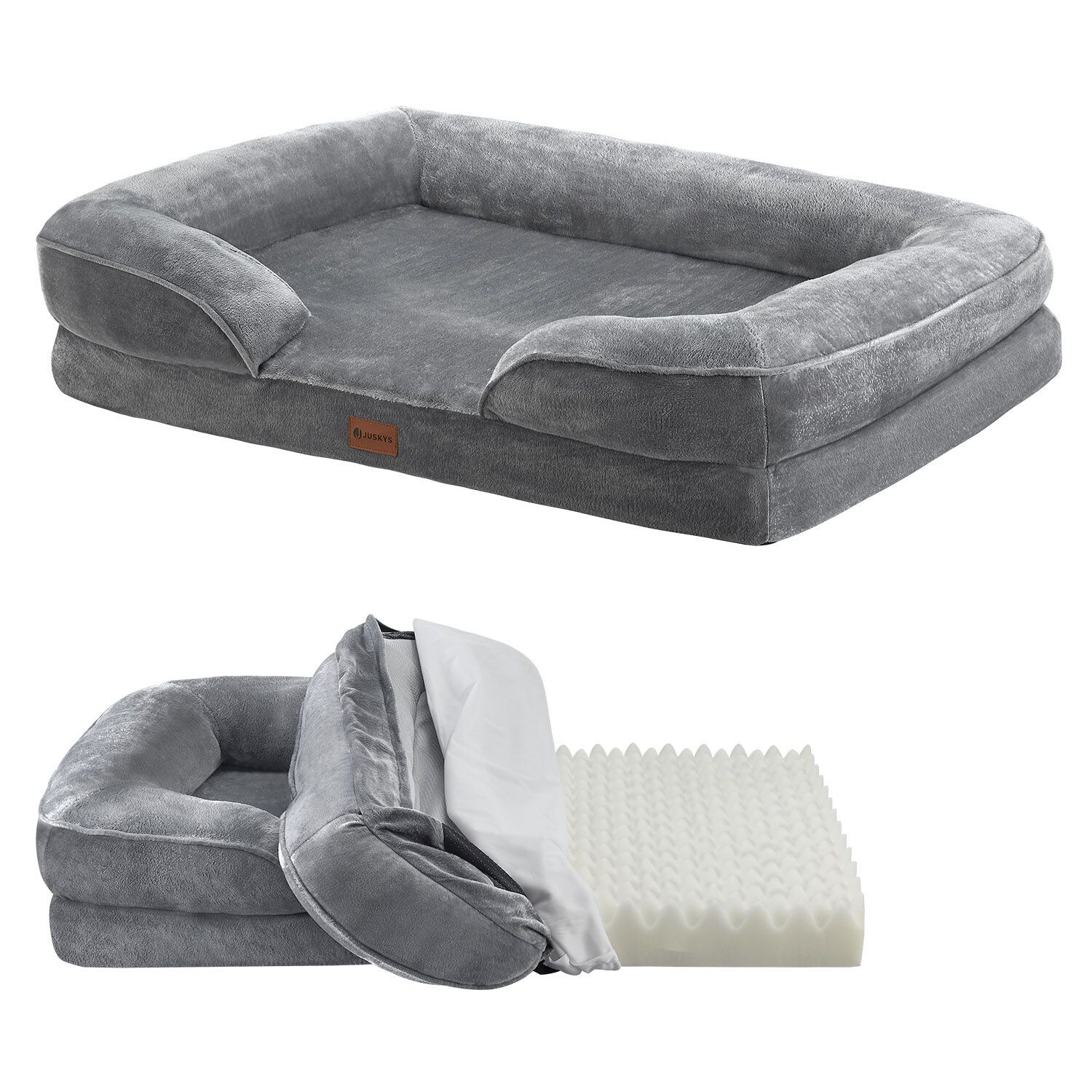 Juskys Hundebett Sheena L – 98 x 70 cm – orthopädisch & flauschig – Bezug abnehmbar & waschbar | 04260565525936
