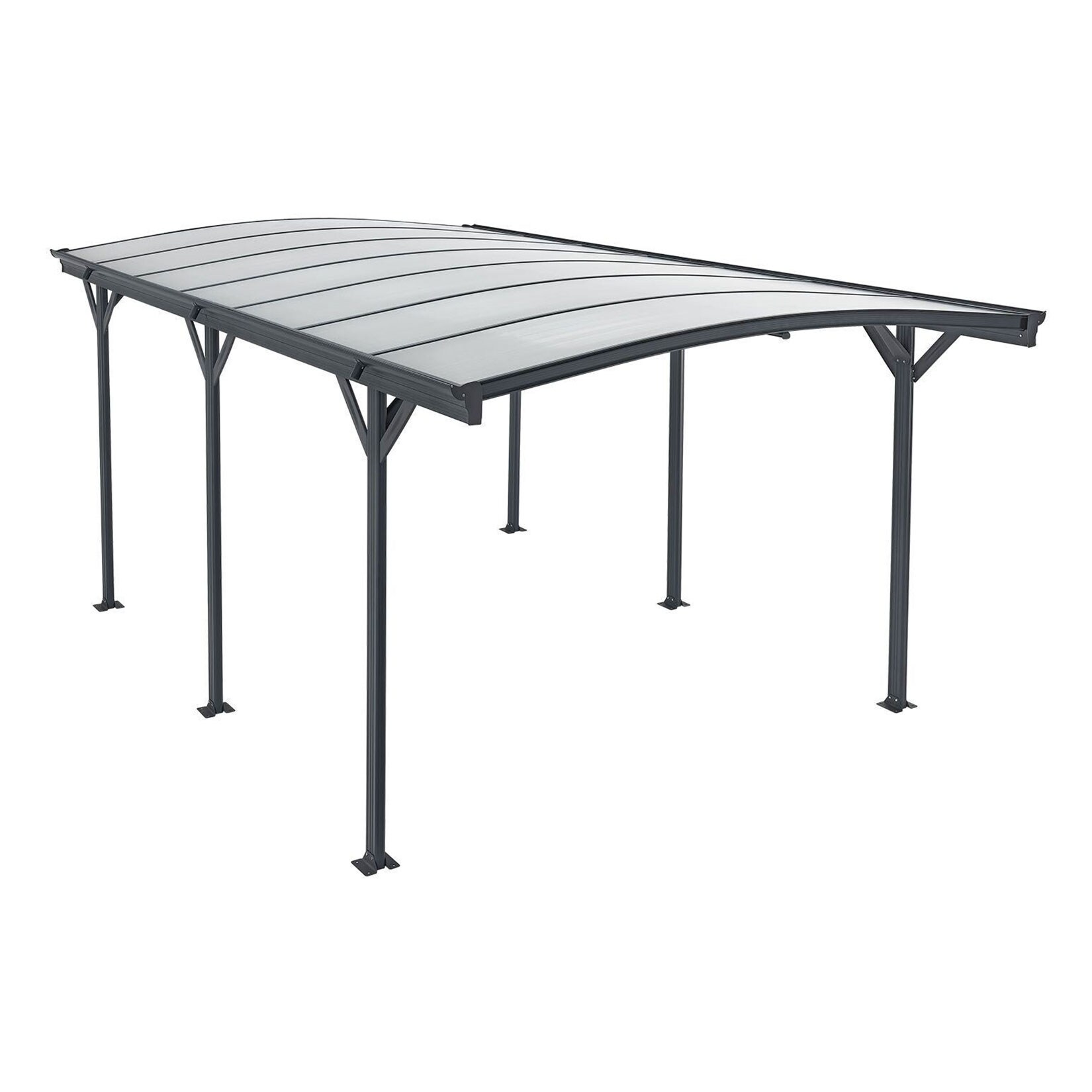 Juskys Carport mit Bogendach 5×3 m – freistehende Überdachung aus Aluminium mit Doppelstegplatten | 04260565526919