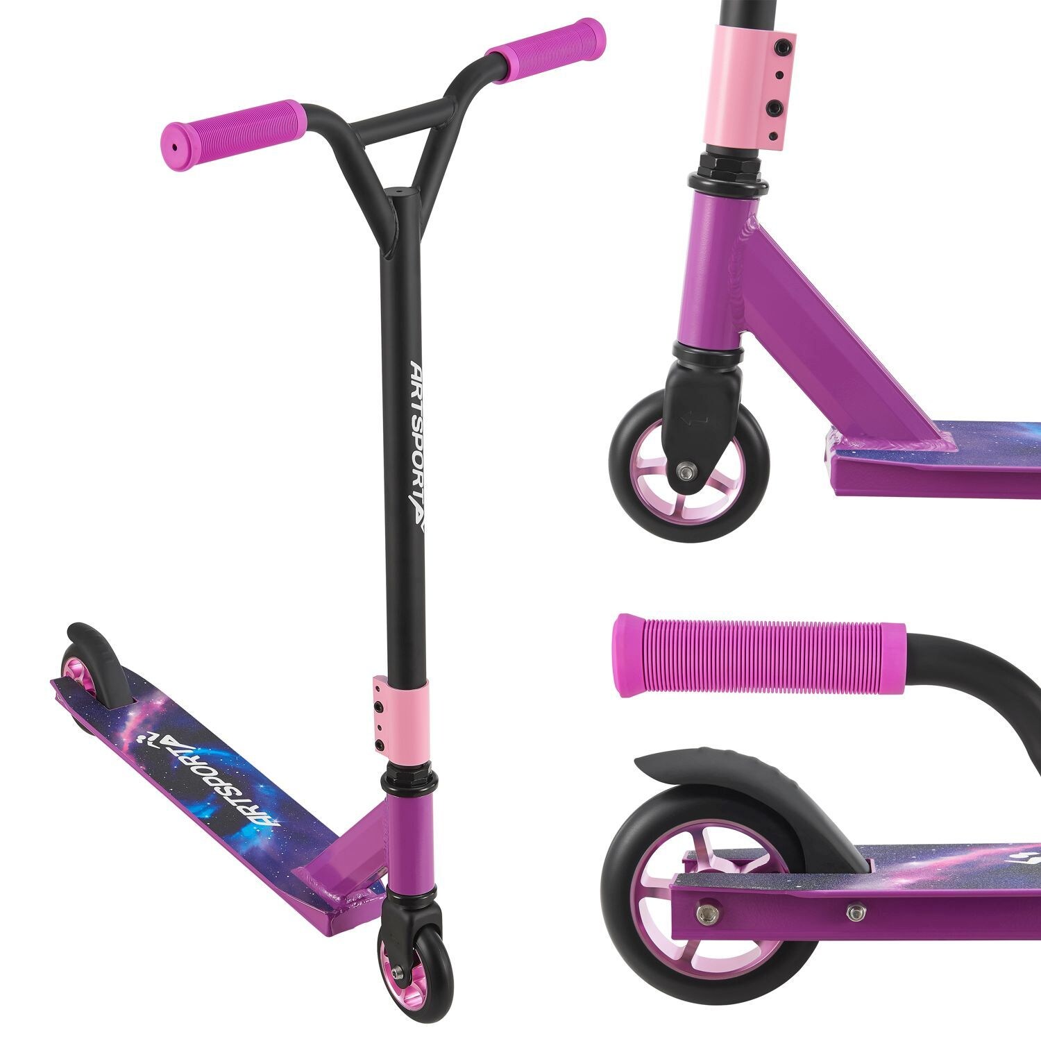 ArtSport Stunt Scooter Galactic Cruiser – Trick Roller für Kinder & Jugendliche – Tretroller Lila | 04260565526391