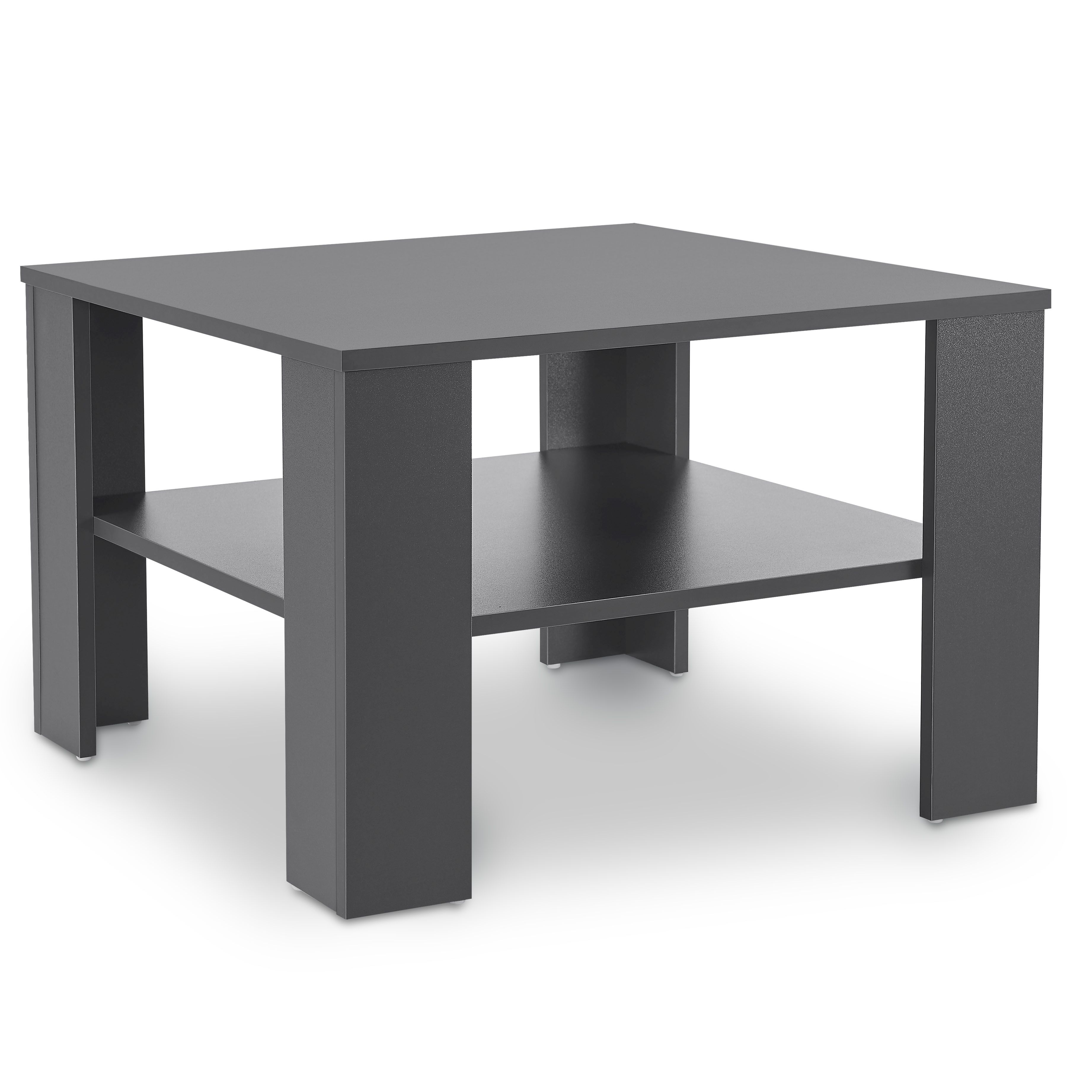 Juskys Couchtisch mit Ablage 60x60 cm - Beistelltisch f&uuml;r Zeitschriften & Fernbedienung - Dunkelgrau - Bild 1