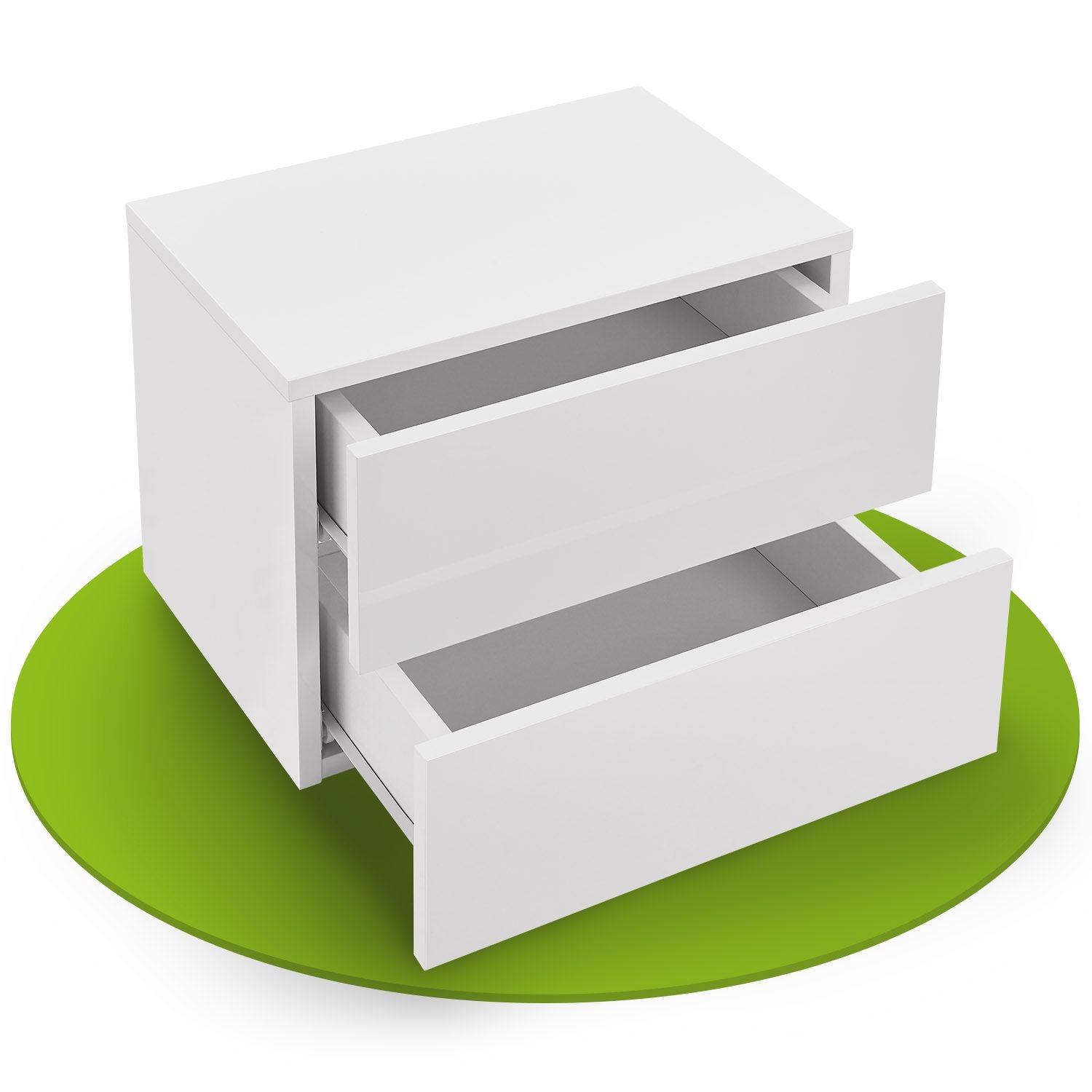 Juskys Nachttisch h&auml;ngend Holz 40x29x30 cm - 2 Schubladen Wandmontage - Nachtschrank Wei&szlig; Hochglanz - Bild 1