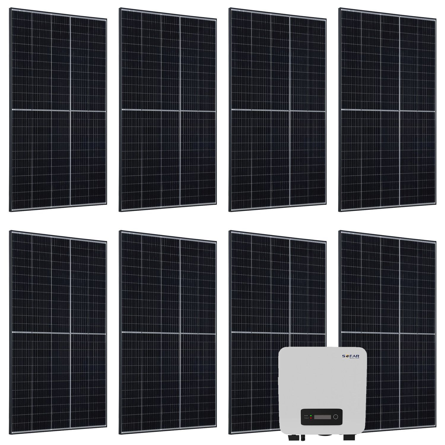 Juskys Solaranlage Set 3000 W Photovoltaik Anlage 8 Solarmodule, Wechselrichter und WLAN - Bild 1