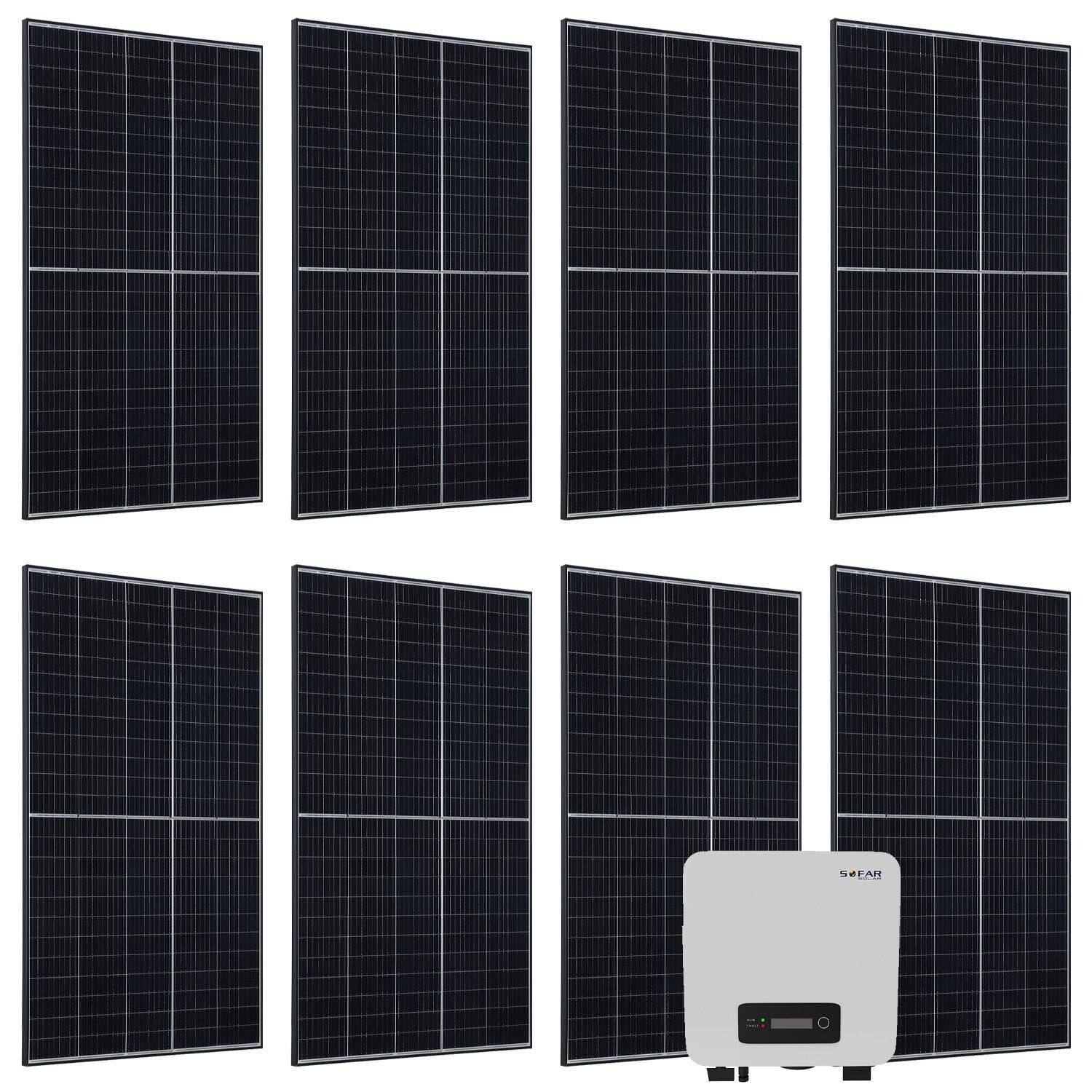 Juskys Solaranlage Set 3000 W Photovoltaik Anlage 8 Solarmodule, Wechselrichter und WLAN