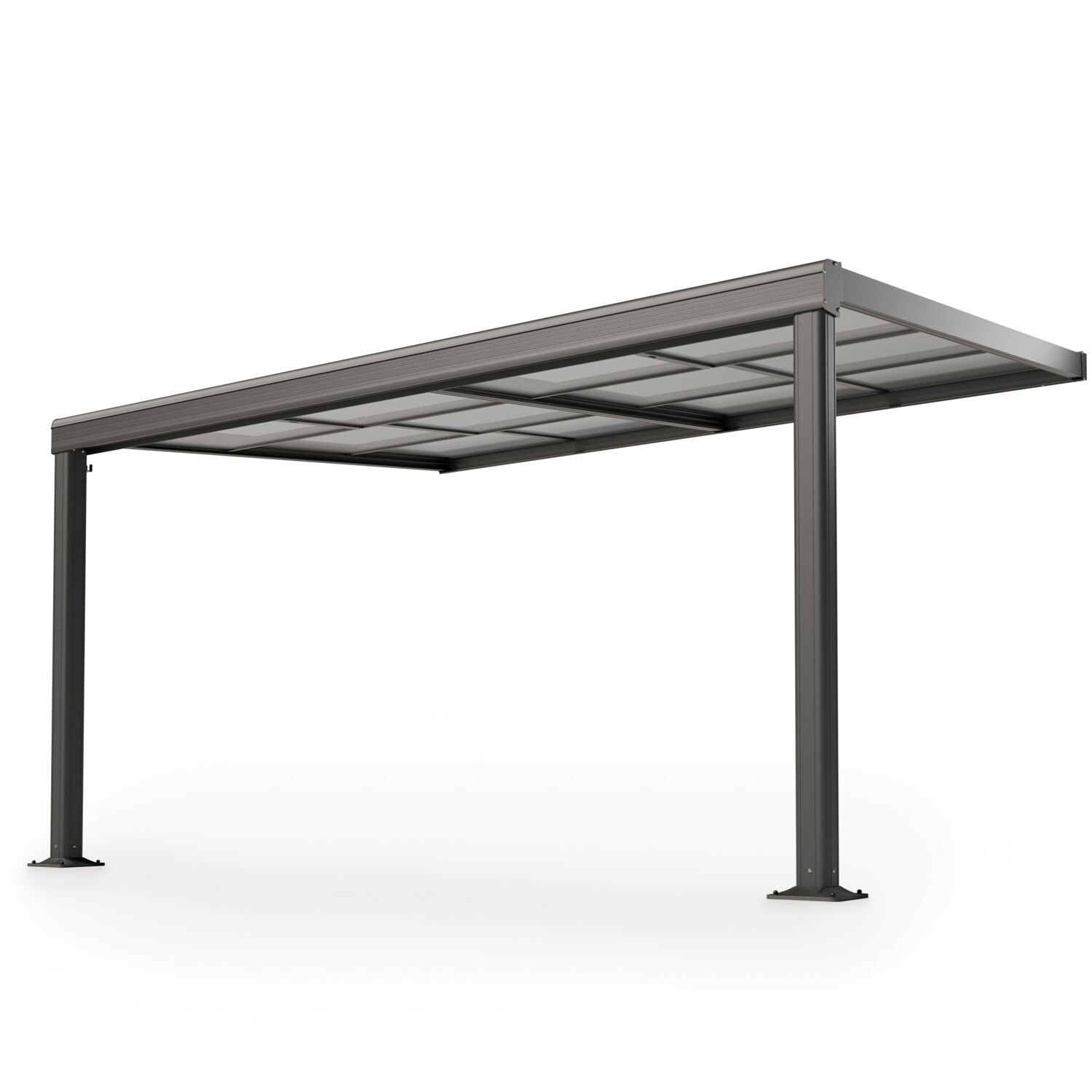 Juskys Terrassendach Jakarta 4x3 m - Schiebedach, Alu mit Doppelstegplatten, wetterfest, UV-Schutz - Bild 1