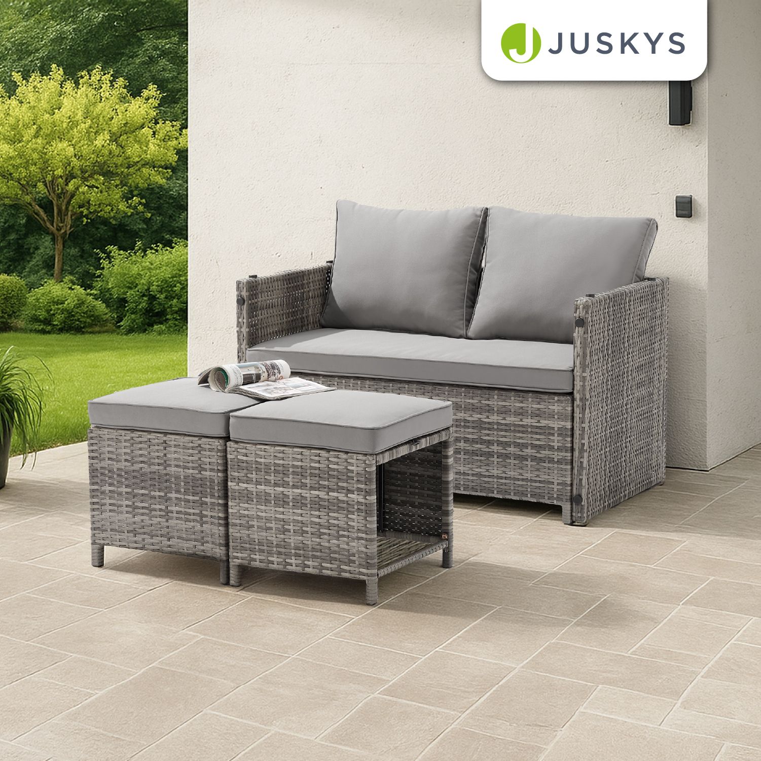Juskys 2in1 Polyrattan Relax Gartenmöbel Set Jamaika