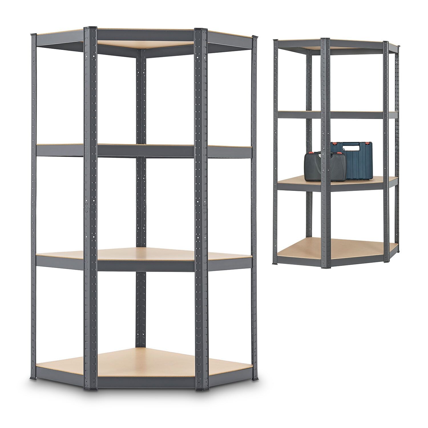 Juskys Lageregal Corner Easy 160 x 75 x 40-75 cm 320 kg 4 Böden Schwerlastregal Metall, Grau