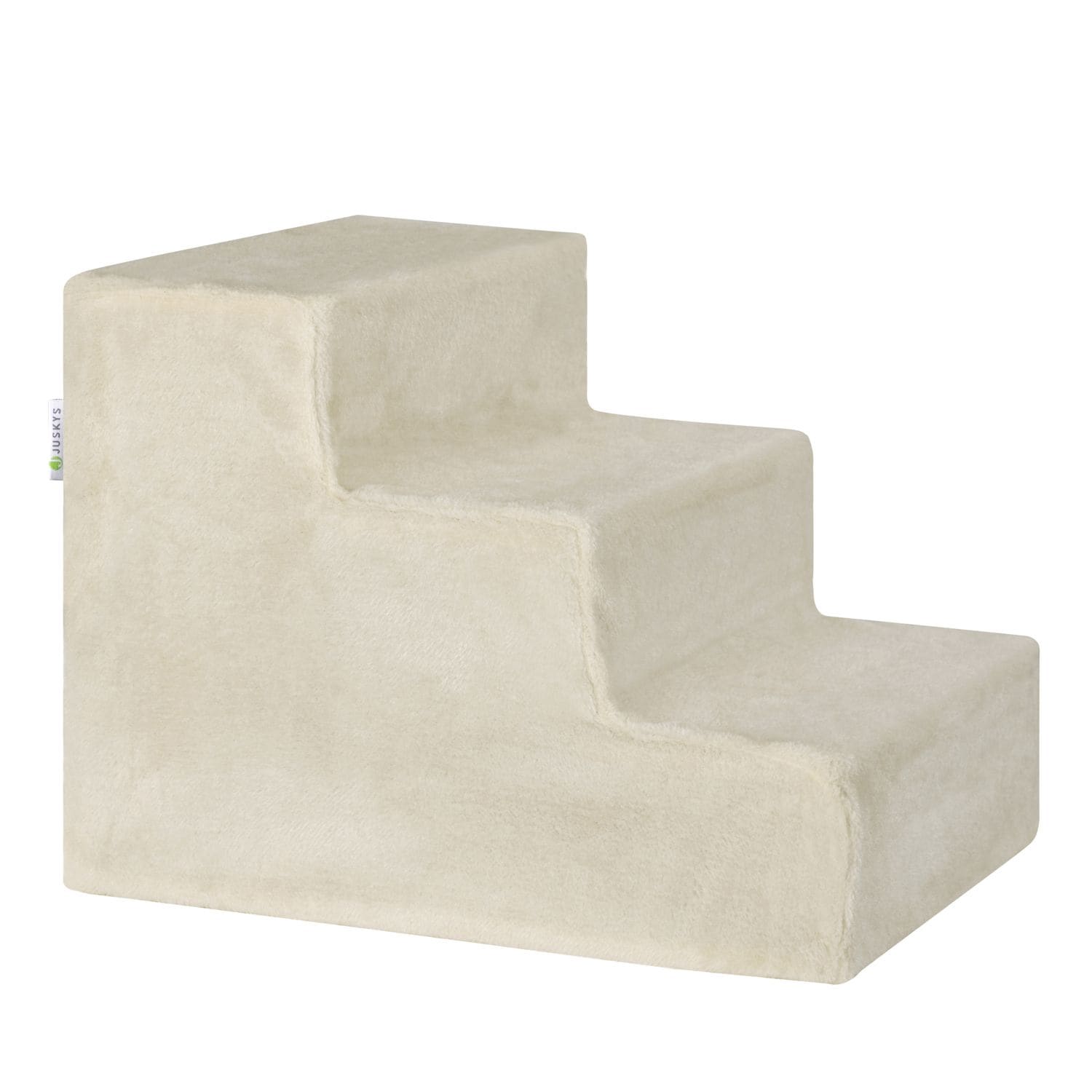 Juskys Haustiertreppe Timmy 36 cm, 3 Stufen Pl&uuml;sch Beige waschbar - Hundetreppe f&uuml;r Bett, Sofa, Auto - Bild 1