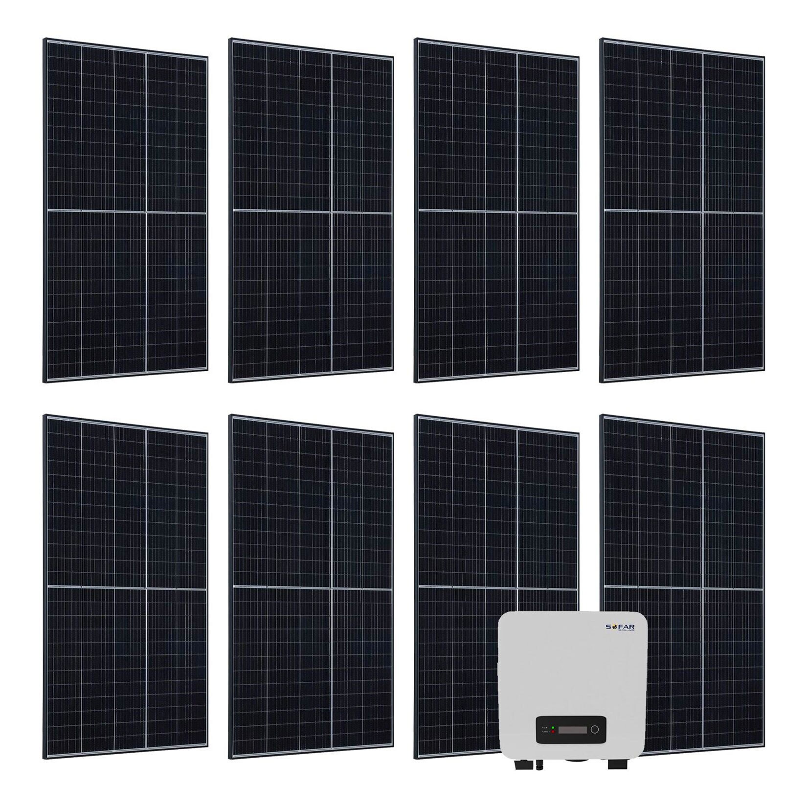 Juskys Solaranlage 3280 Watt – 8x 410 Wp Solarmodule, 3000 Watt Wechselrichter, WLAN-fähig