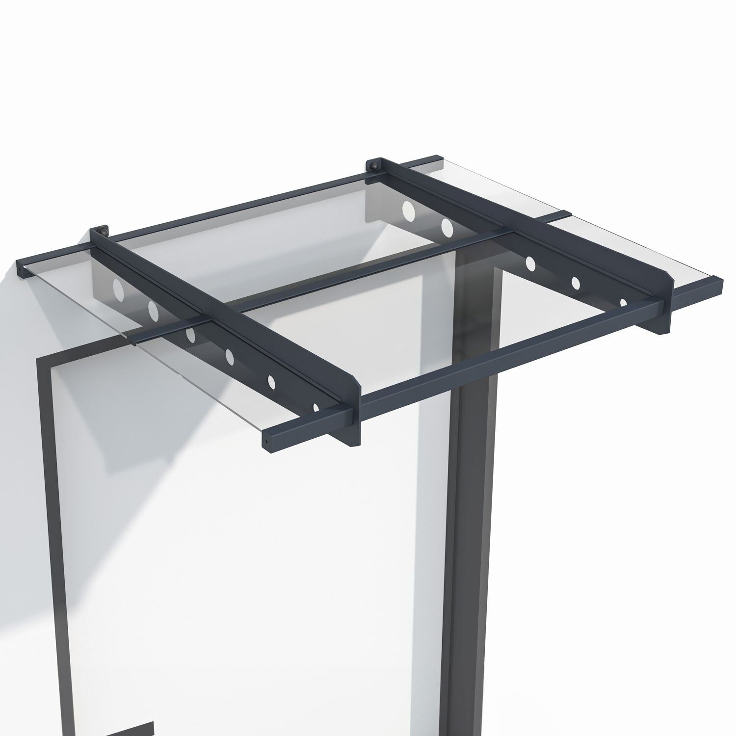 Juskys Vordach Manila 100x80 cm Dunkelgrau &ndash; Pultvordach Acryglas, Stahl &ndash; f&uuml;r T&uuml;r & Eingangsbereich - Bild 1