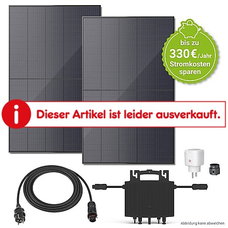 Juskys Balkonkraftwerk 600W Solaranlage Komplettset Photovoltaik steckerfertig Monokristallin Black - Verkauf nur an Endverbraucher - Bild 1