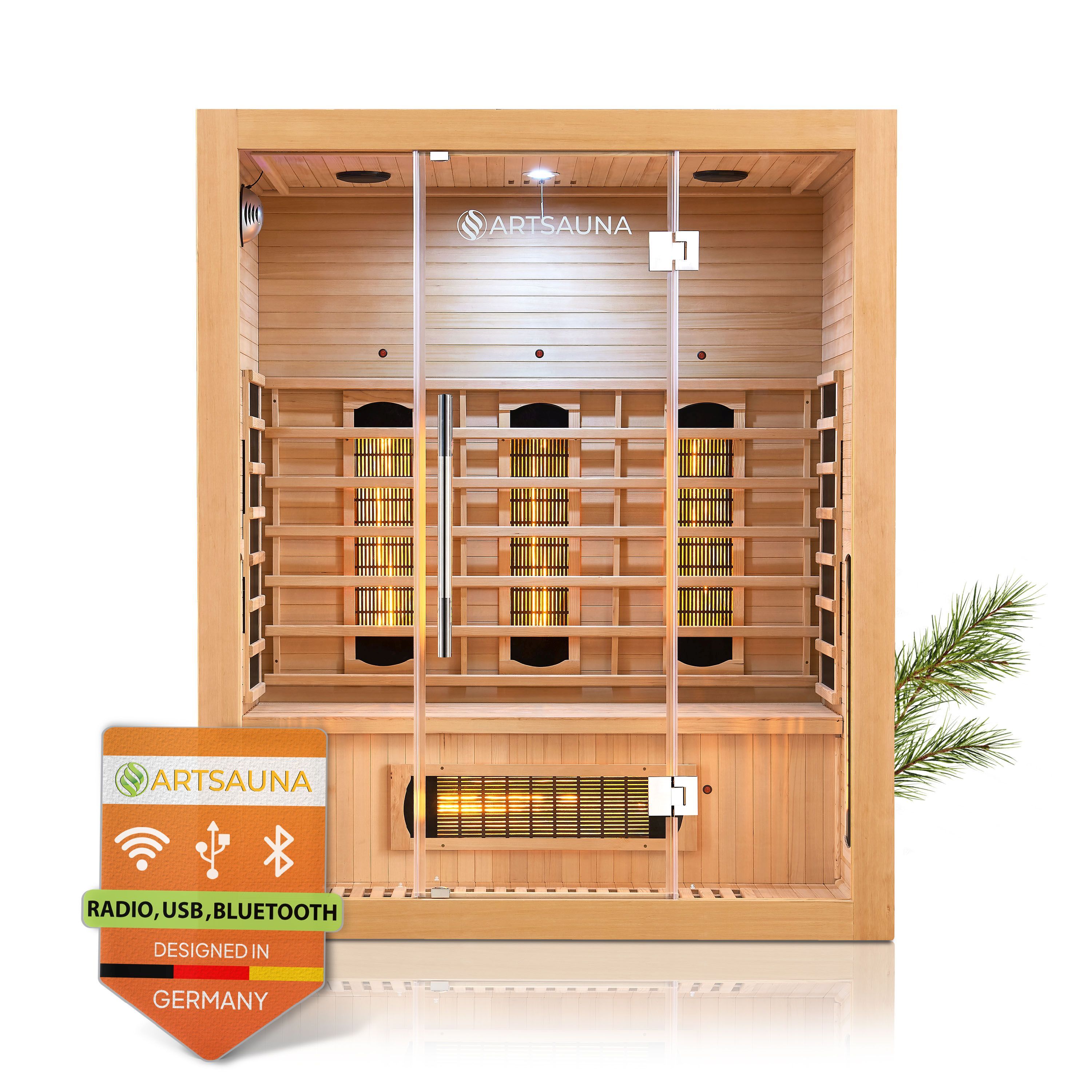 Artsauna Infrarotkabine Kiruna160 Dual Technologie &ndash; 6 Vollspektrumstrahler & 3 Fl&auml;chenstrahler - Bild 1