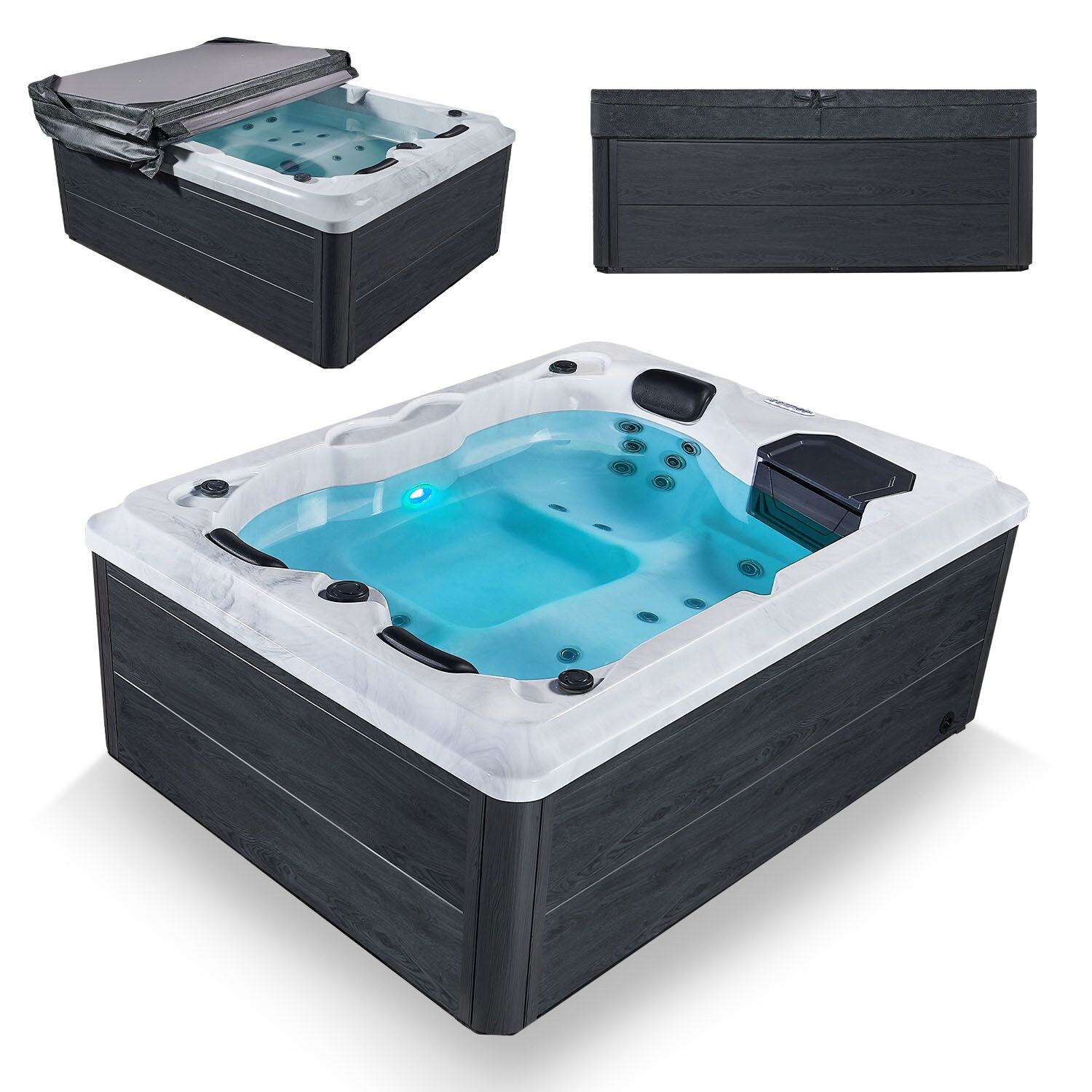 Artsauna Outdoor Whirlpool Oasis - Massagedüsen, LED Licht, Filter, Abdeckung & Heizung