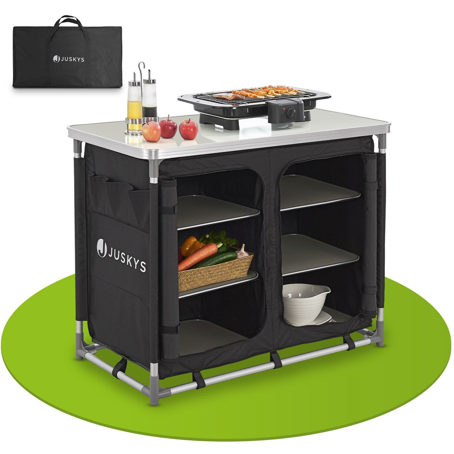 Juskys Campingk&uuml;che Ruda - Outdoor K&uuml;che faltbar mit Schrank - Campingschrank f&uuml;r Zelt - Schwarz - Bild 1