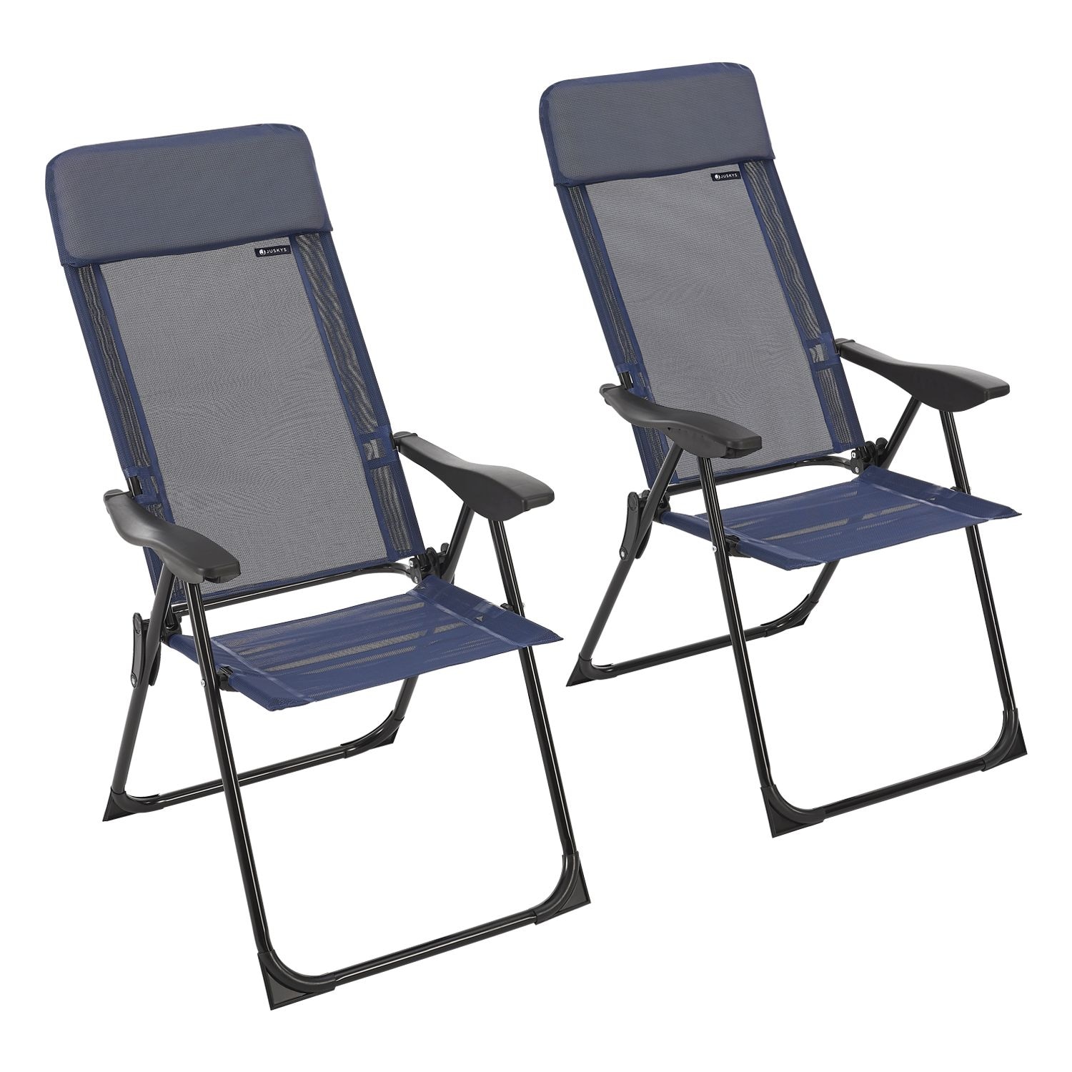 Juskys Campingstuhl 2er Set Torri - Rückenlehne verstellbar, leicht - Camping Stühle Blau