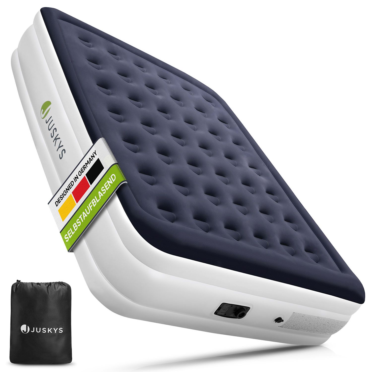 Juskys Luftmatratze Sapri L in Blau-Wei&szlig; - 2 Personen Luftbett selbstaufblasend - integrierter Pumpe - Bild 1
