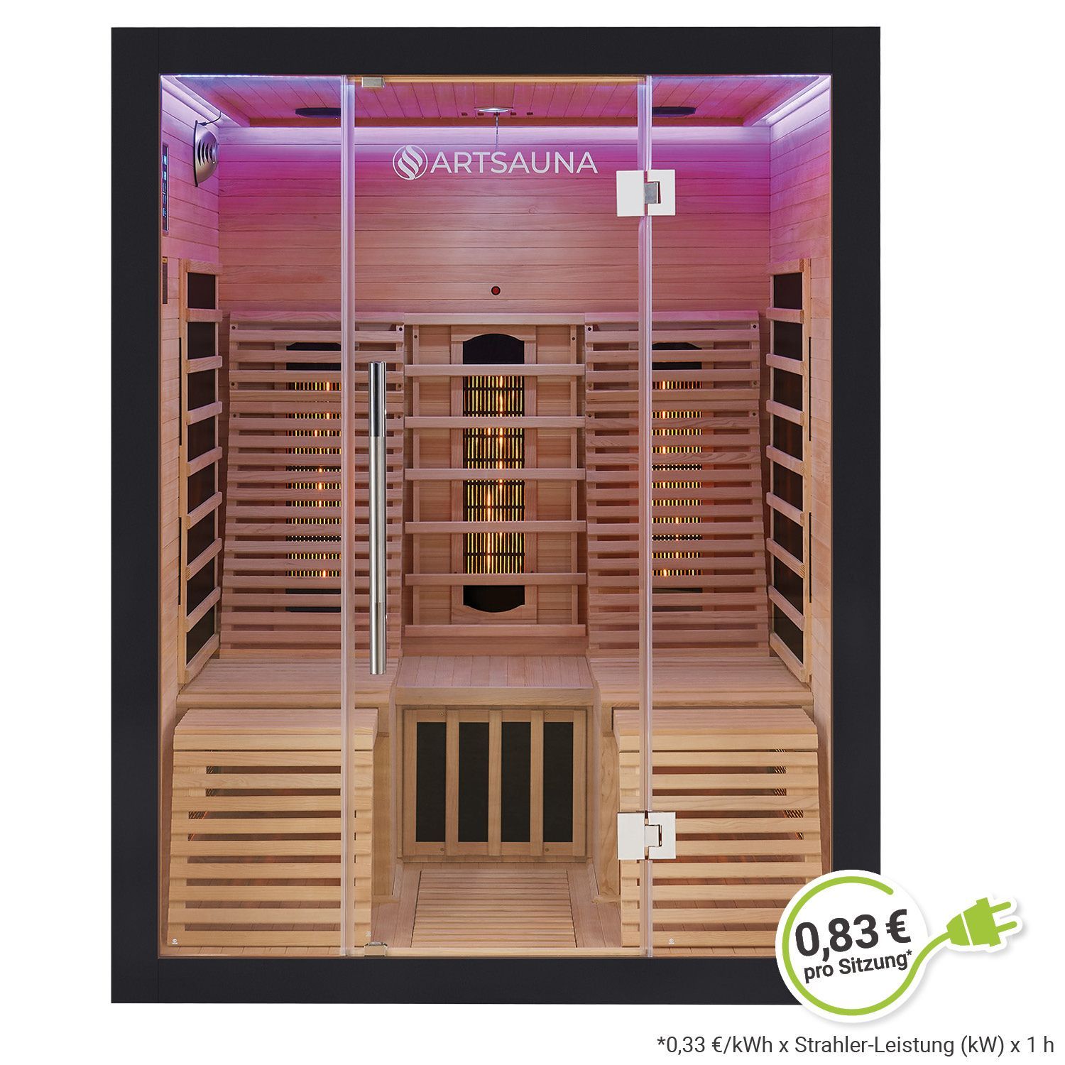 Artsauna Infrarotkabine Helsinki 150 mit Dual Technologie & LED - 3 Personen W&auml;rmekabine Schwarz - Bild 1