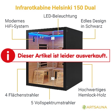 Artsauna Infrarotkabine Helsinki 150 mit Dual Technologie & LED - 3  Personen Wärmekabine Schwarz online kaufen bei Netto