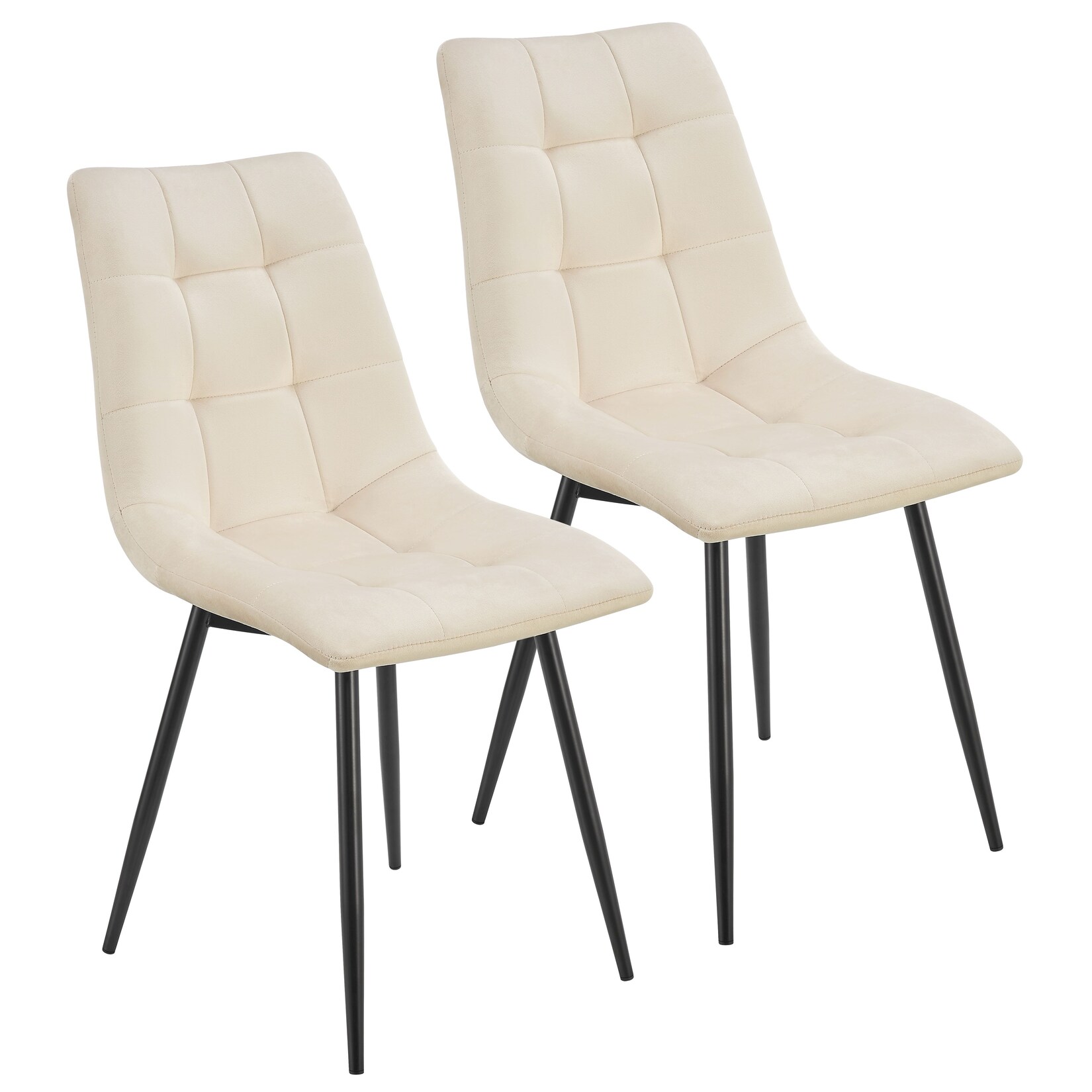 Juskys Esszimmerstühle Blanca 2er Set – Samt Stühle gepolstert – Stuhl Esszimmer & Küche Beige | 04260565529026