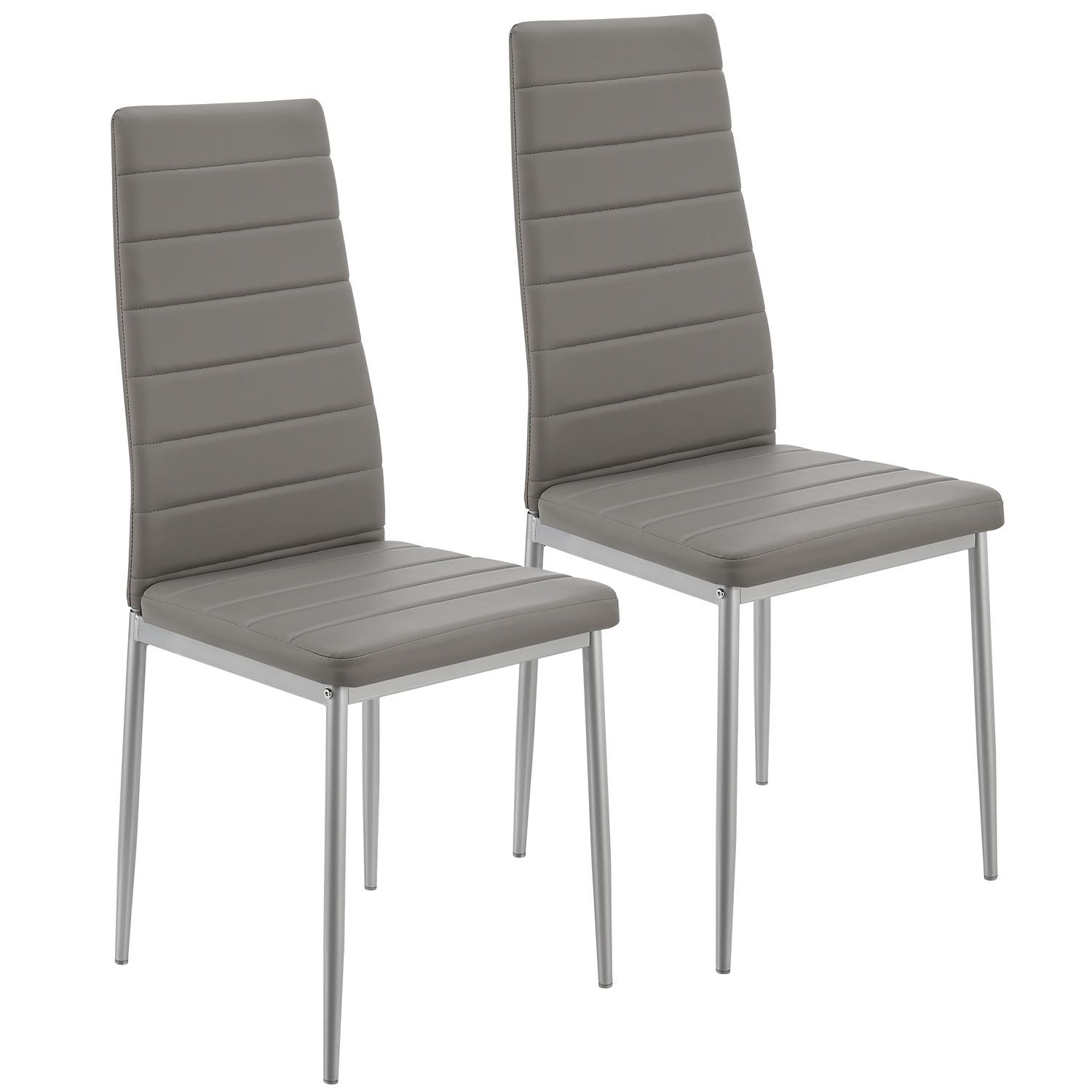 Juskys Esszimmerst&uuml;hle Loja 2er Set - Moderne St&uuml;hle mit Kunstleder Bezug - Grau - Bild 1