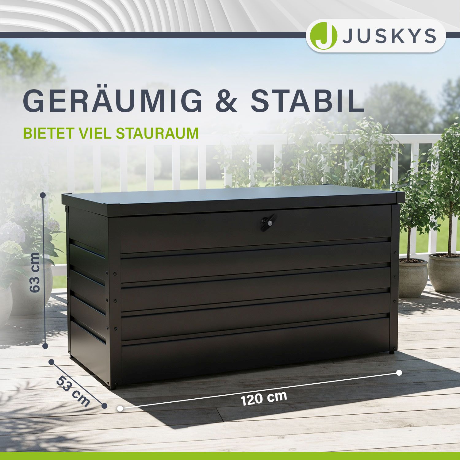 Juskys Metall Aufbewahrungsbox Limani 380 Liter - Box wasserdicht, abschließbar