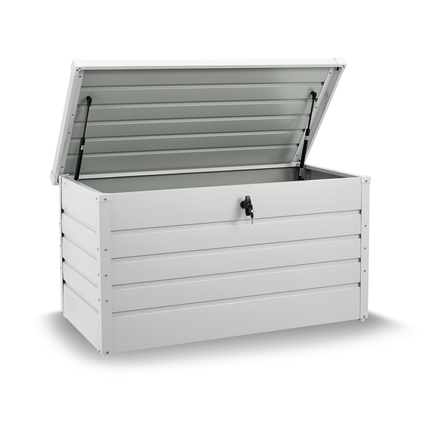 Juskys Metall Aufbewahrungsbox Limani 380 Liter – Box wasserdicht, abschließbar – Weiß