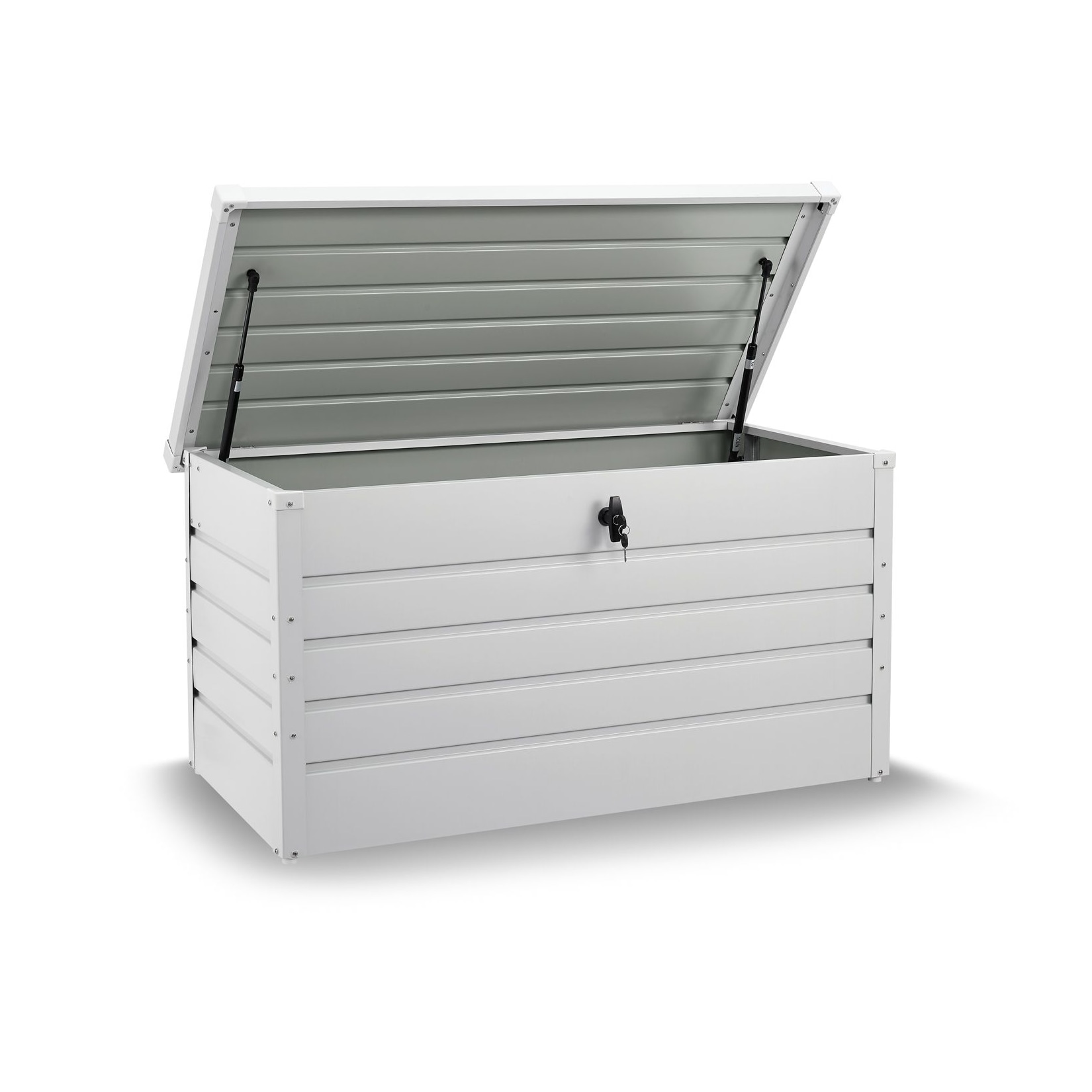 Juskys Metall Aufbewahrungsbox Limani 380 Liter – Box wasserdicht, abschließbar – Weiß