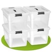 Juskys Aufbewahrungsbox mit Deckel - 4er Set Kunststoff Boxen 30l - Box stapelbar, transparent