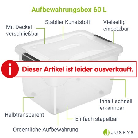 Juskys Aufbewahrungsbox mit Deckel - 6er Set Kunststoff Boxen 60l