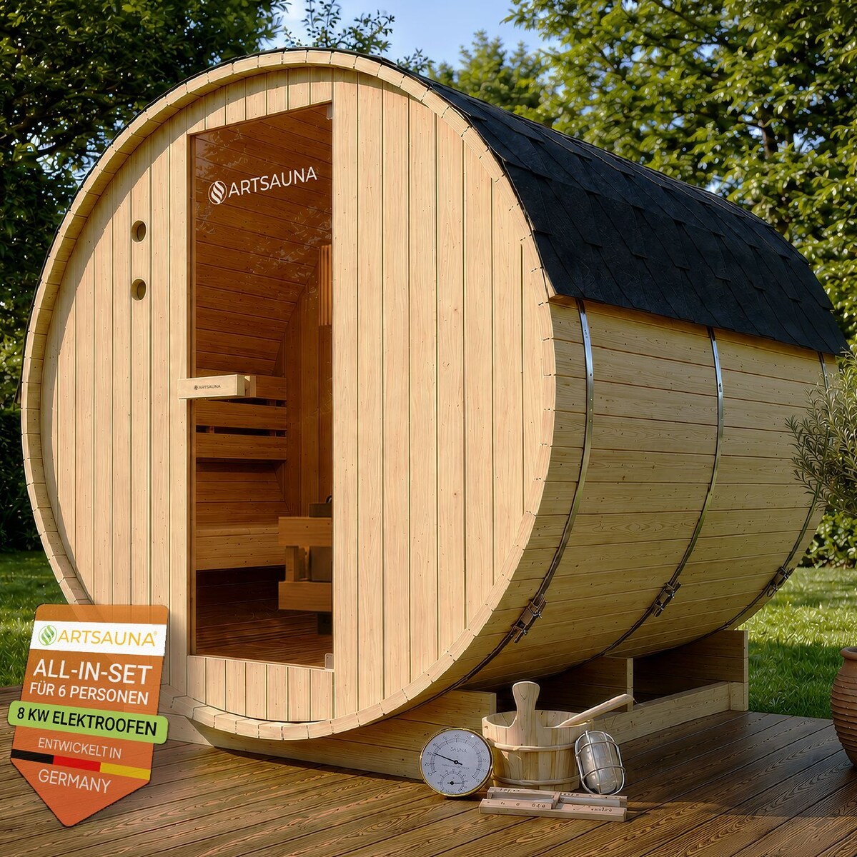 Artsauna Spitzbergen 191×220 Fasssauna